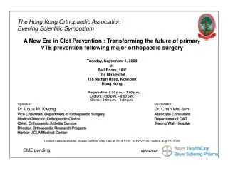 The Hong Kong Orthopaedic Association Evening Scientific Symposium