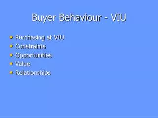 Buyer Behaviour - VIU