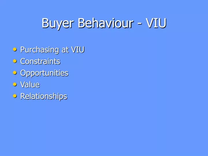buyer behaviour viu