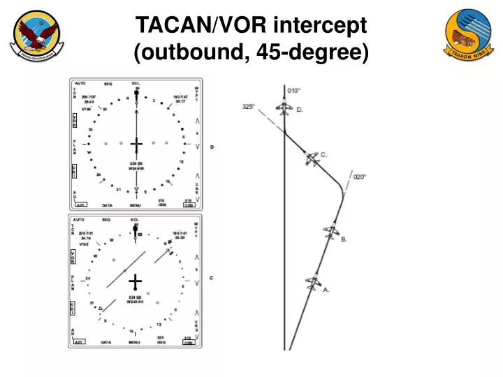 tacan vor intercept outbound 45 degree