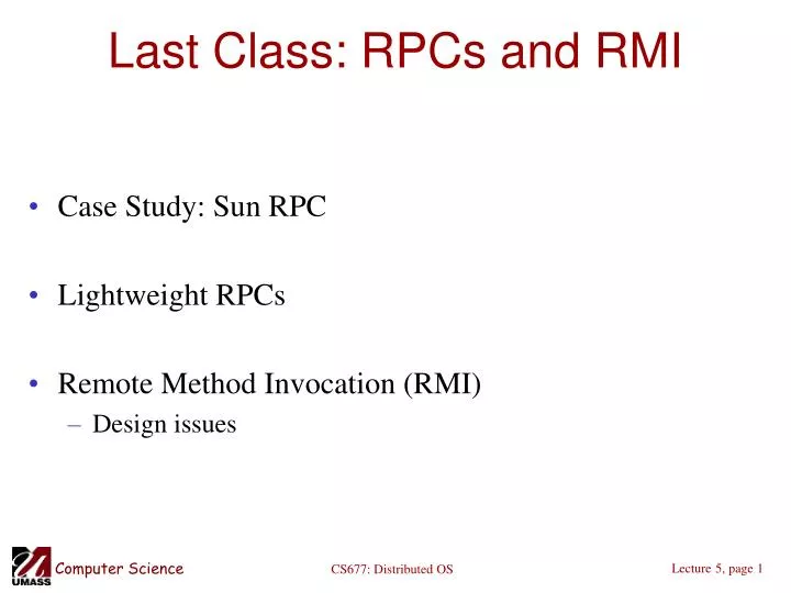 last class rpcs and rmi