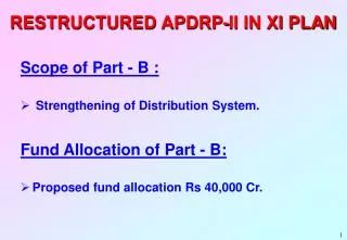 RESTRUCTURED APDRP-II IN XI PLAN
