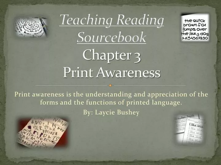 teaching reading sourcebook chapter 3 print awareness