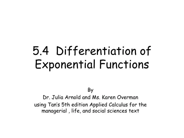 5 4 differentiation of exponential functions