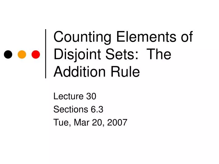 counting elements of disjoint sets the addition rule