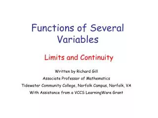 Functions of Several Variables