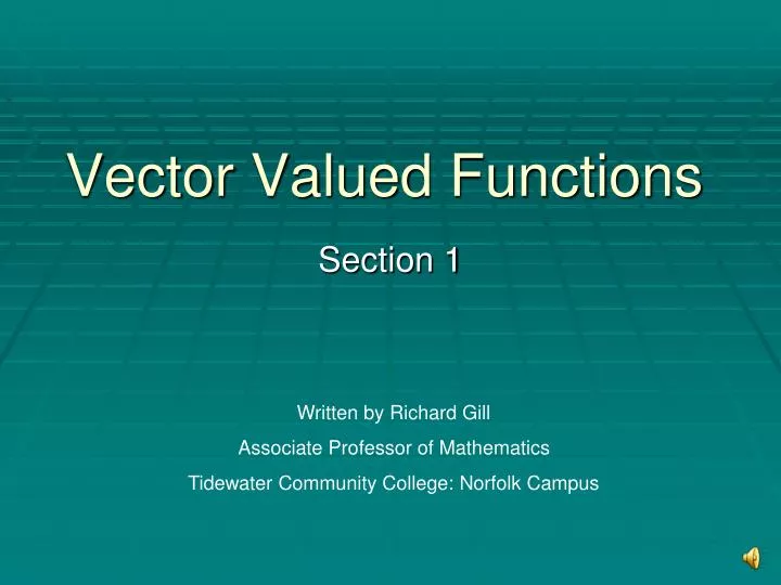 vector valued functions
