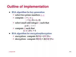 outline of implementation
