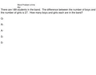 Word Problem of the day