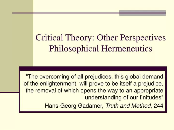 critical theory other perspectives philosophical hermeneutics