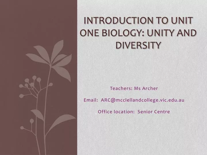 introduction to unit one biology unity and diversity