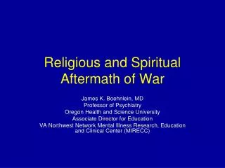 Religious and Spiritual Aftermath of War