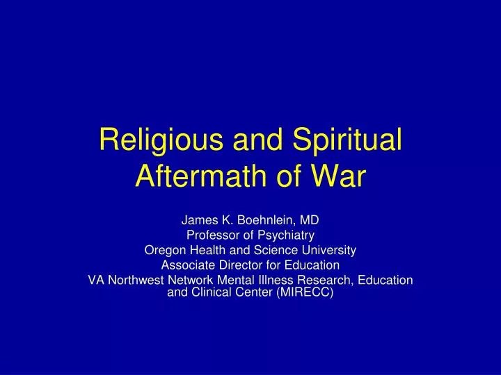 religious and spiritual aftermath of war