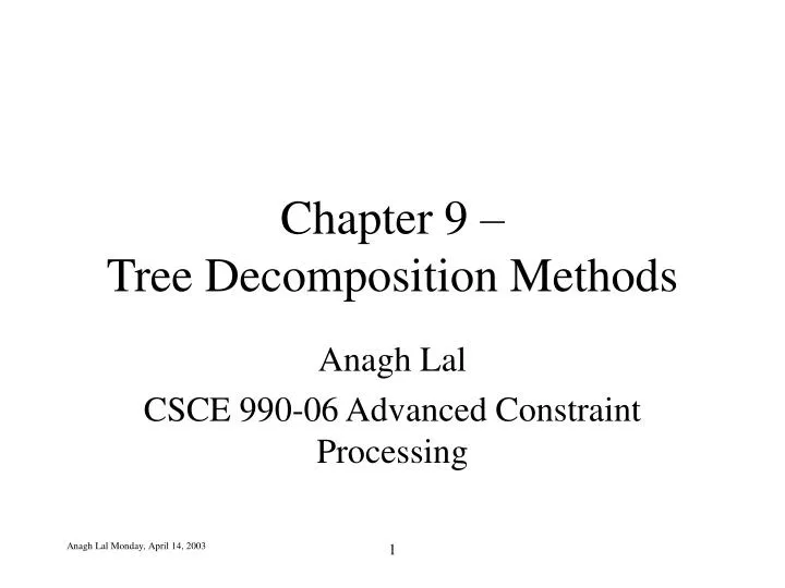 chapter 9 tree decomposition methods