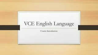 VCE English Language