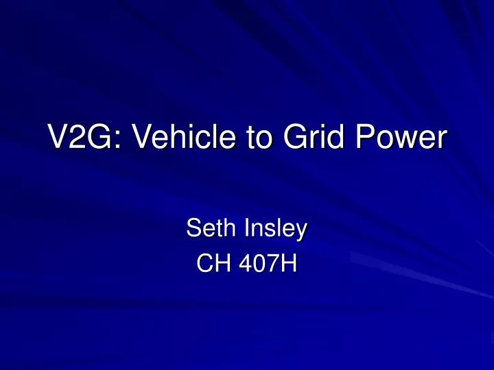 v2g vehicle to grid power