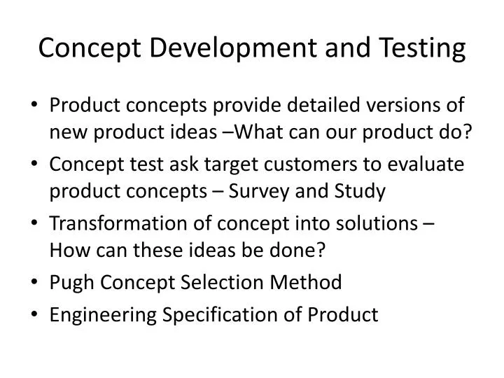 concept development and testing