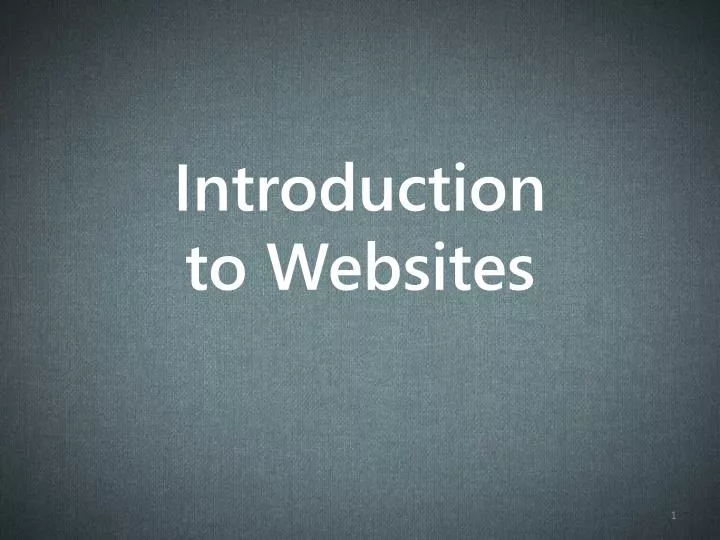 introduction to websites