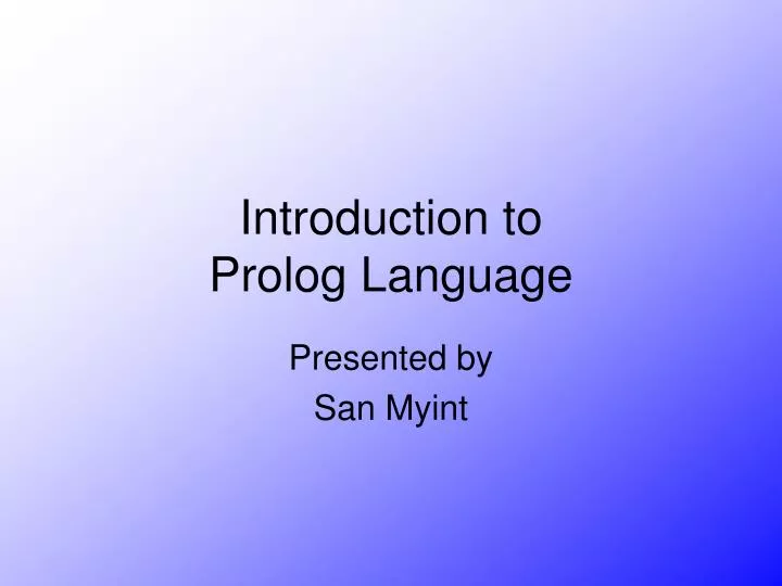 introduction to prolog language