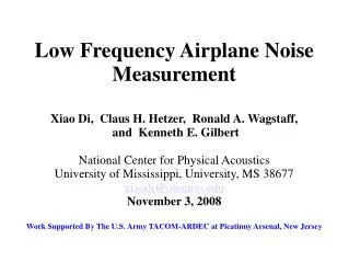 Low Frequency Airplane Noise Measurement