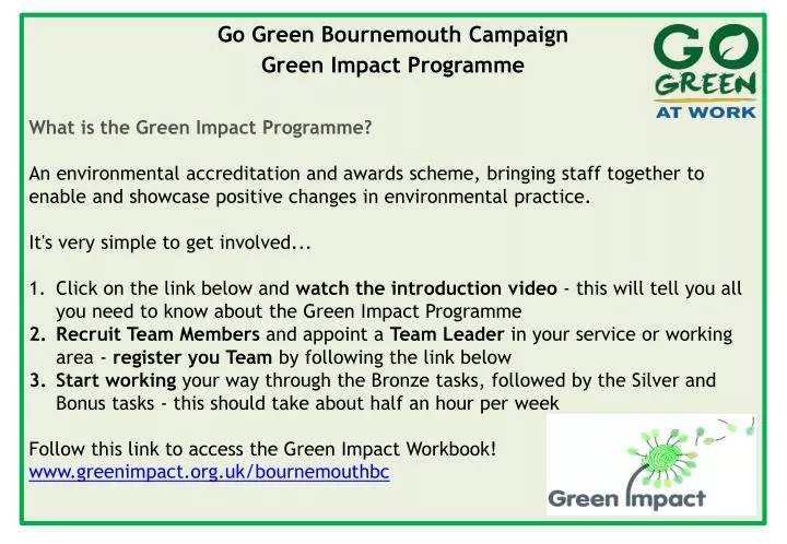 go green bournemouth campaign green impact programme