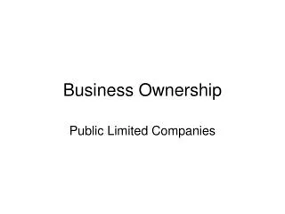 Business Ownership