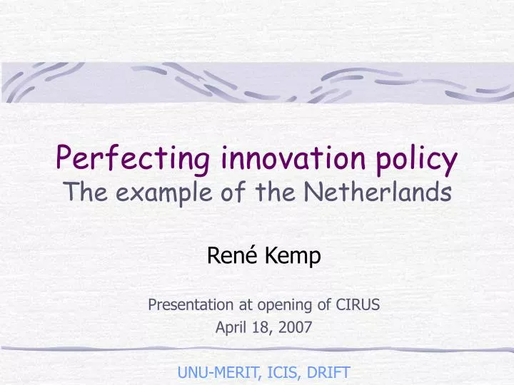perfecting innovation policy the example of the netherlands