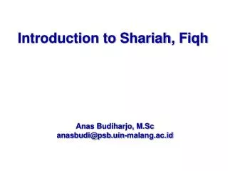 Introduction to Shariah , Fiqh