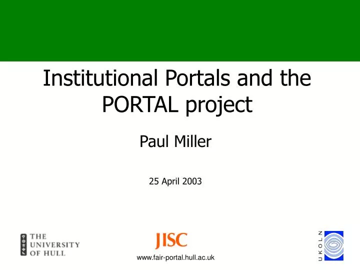 institutional portals and the portal project