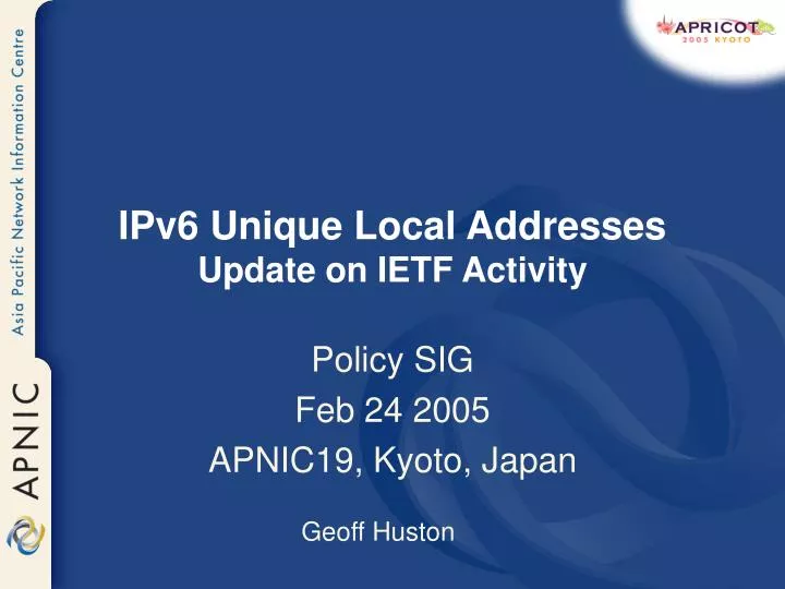 ipv6 unique local addresses update on ietf activity