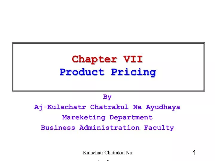chapter vii product pricing
