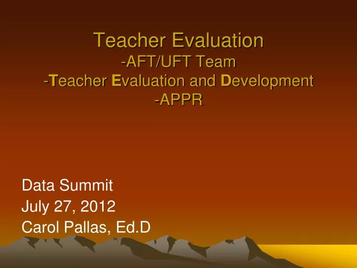 teacher evaluation aft uft team t eacher e valuation and d evelopment appr