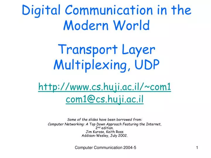 digital communication in the modern world transport layer multiplexing udp