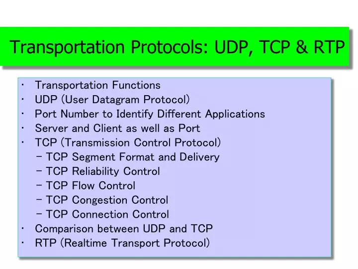 transportation protocols udp tcp rtp