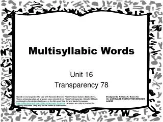 Multisyllabic Words