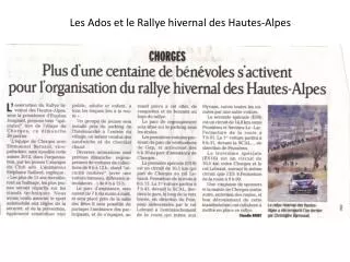 Les Ados et le Rallye hivernal des Hautes-Alpes