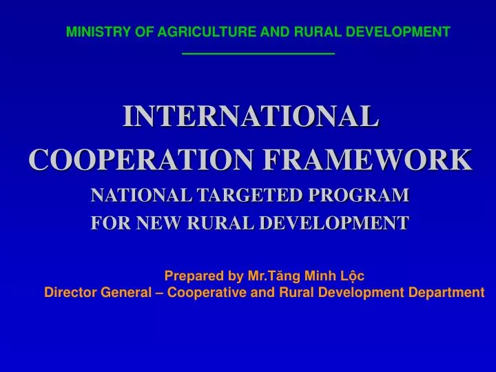 international cooperation framework national targeted program for new rural development