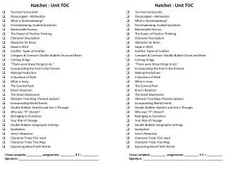 Hatchet : Unit TOC