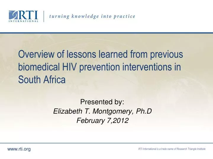 overview of lessons learned from previous biomedical hiv prevention interventions in south africa