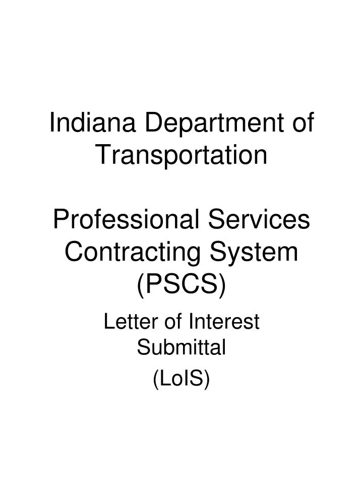 indiana department of transportation professional services contracting system pscs