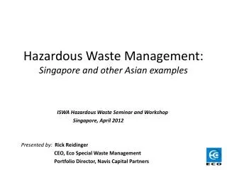 Hazardous Waste Management: Singapore and other Asian examples