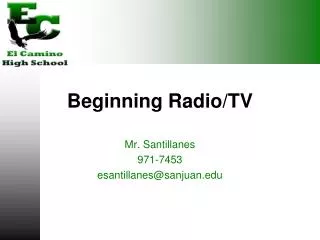 Beginning Radio/TV