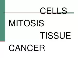 CELLS MITOSIS 					TISSUE CANCER