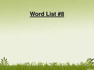 Word List #8