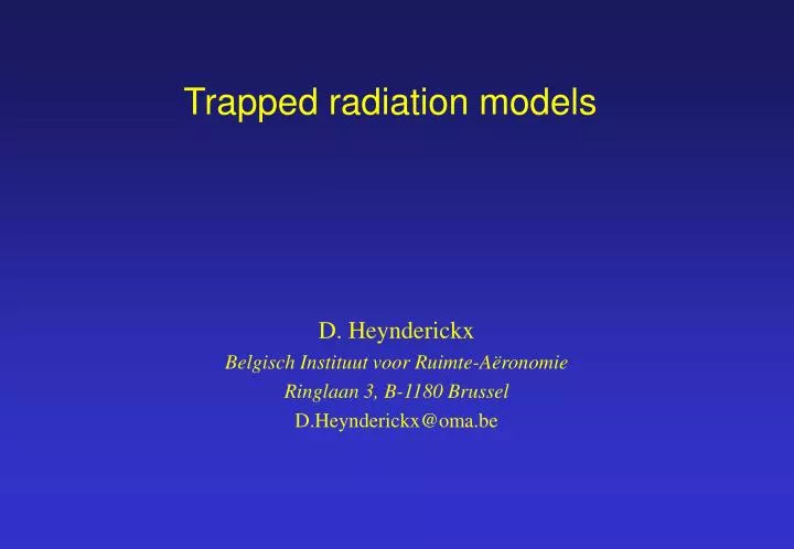 trapped radiation models