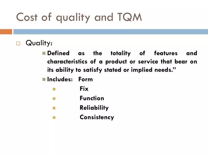 cost of quality and tqm