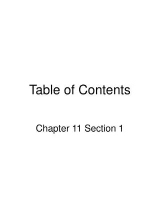 Table of Contents