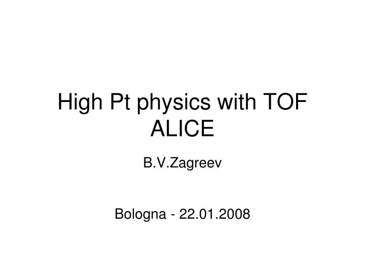 high pt physics with tof alice