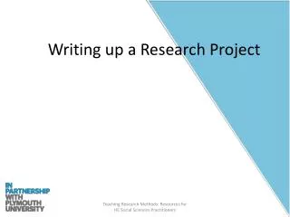 Writing up a Research Project