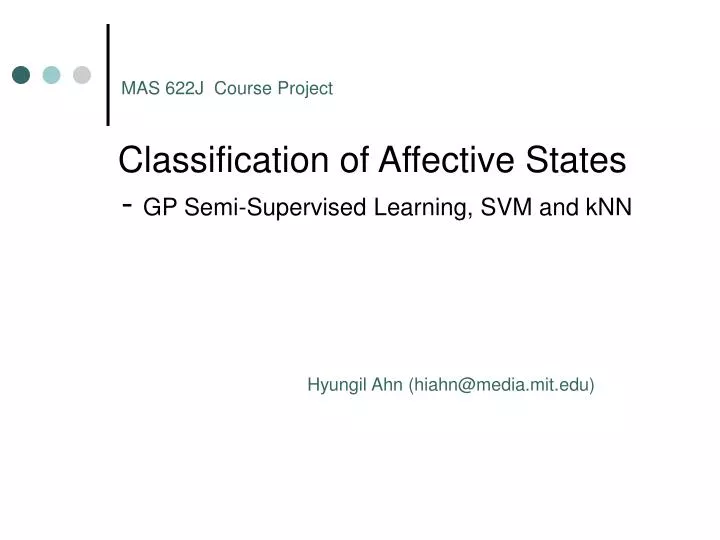 classification of affective states gp semi supervised learning svm and knn